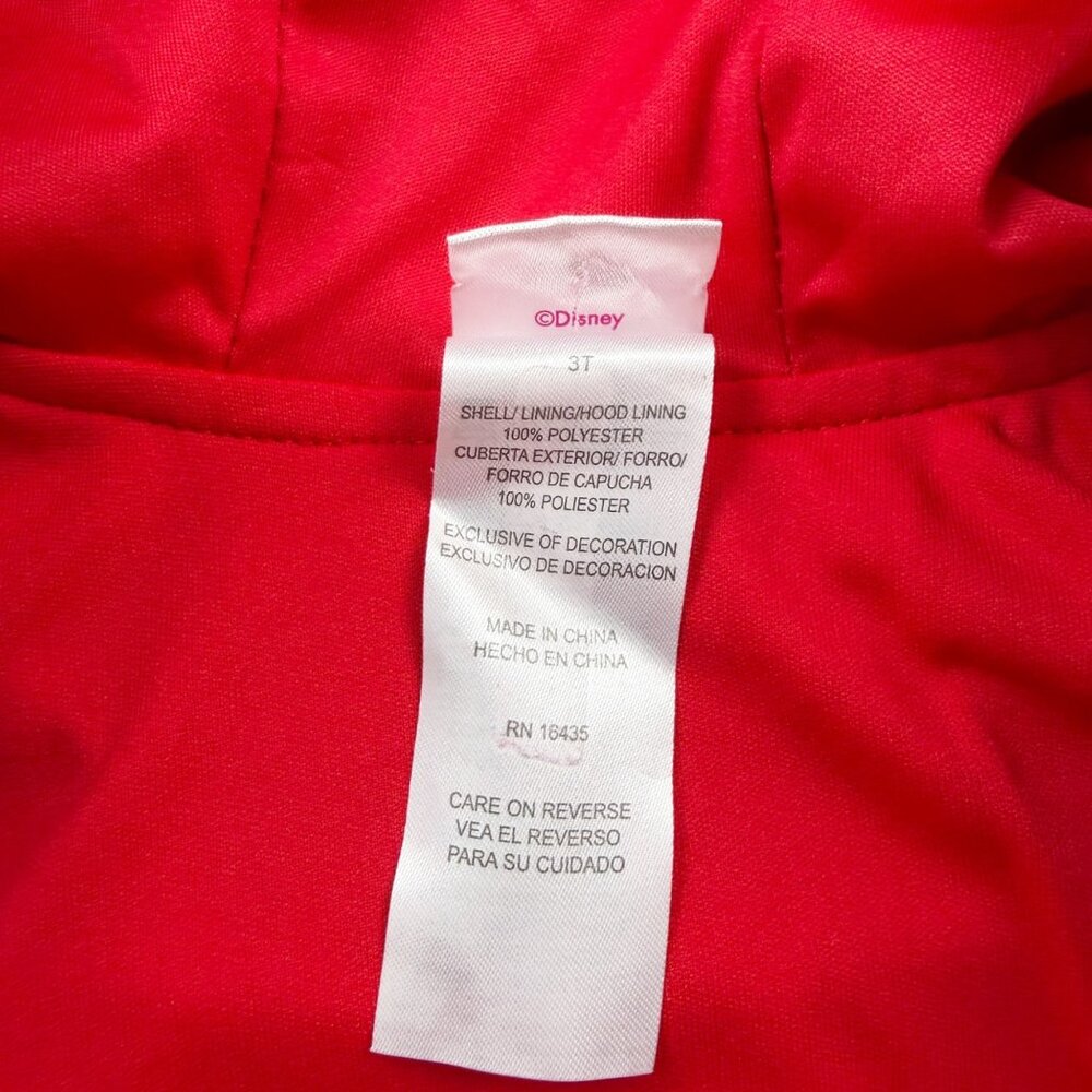 Disney Minnie Mouse Toddler Girls Red Hooded Raincoat Gold Bow Ears Jacket 3T - Picture 3 of 4